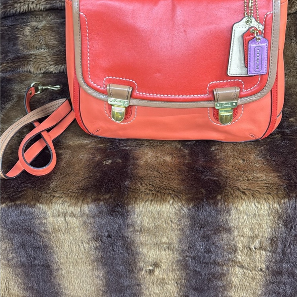Coach Pink and Purple Crossbody Bag with Silver Accents